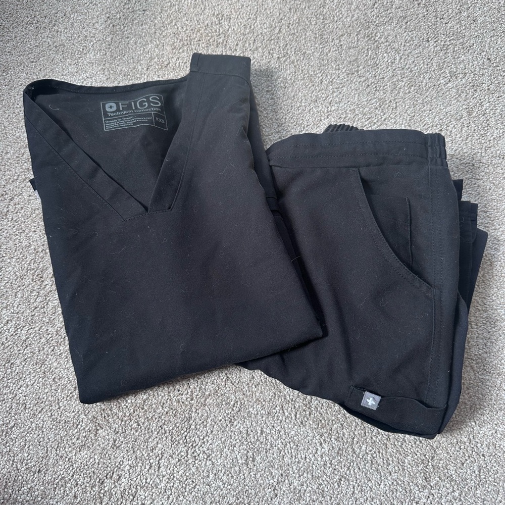 Figs scrubs set, black, XXS